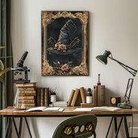 Whimsical Witch's Hat with Vintage Floral Details Cultural Poster