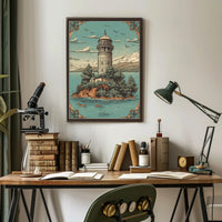 Serene Lighthouse on an Island Poster