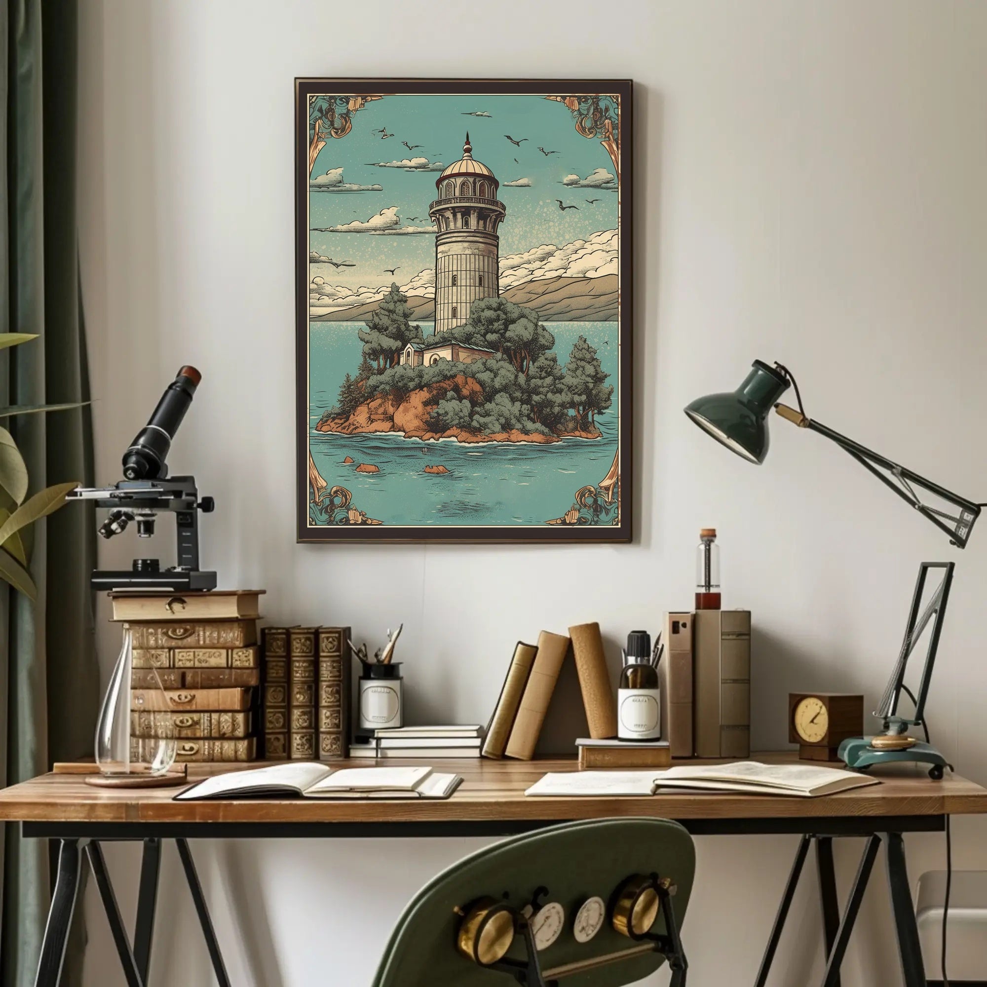Serene Lighthouse on an Island Poster