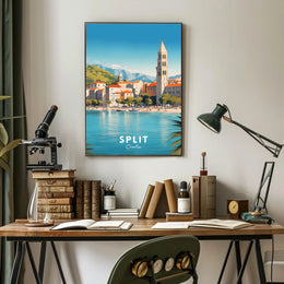Split Croatia Travel Poster Vibrant Waterfront Cityscape Art