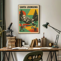 Santa Lounging: Vintage Christmas Poster Art