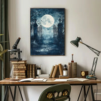 Mysterious Moonlit Gate Scene Artistic Poster