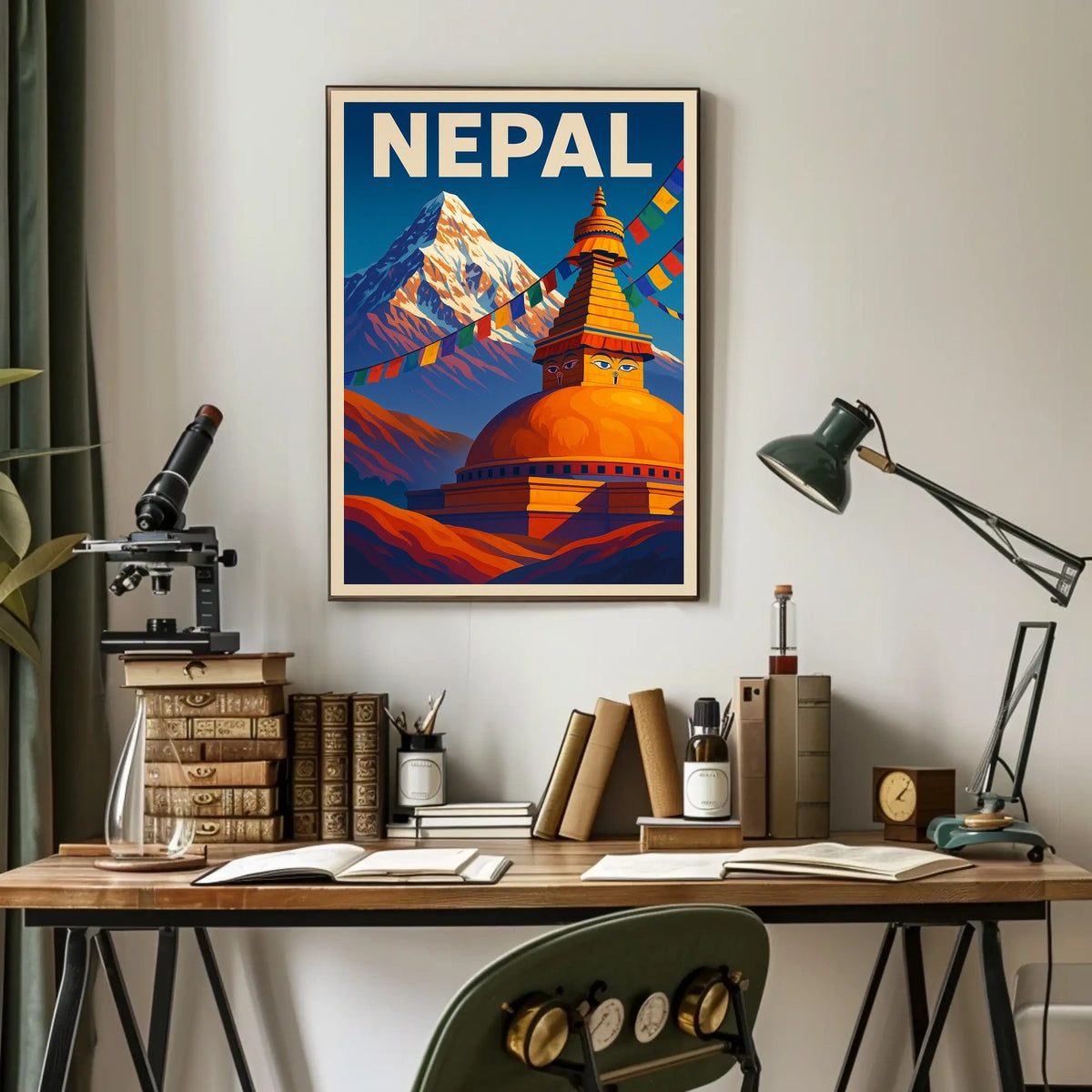 Nepal Land of Mountains and Stupas Poster