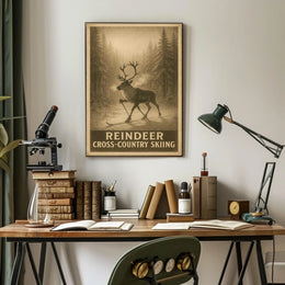 Reindeer Cross-Country Skiing Poster