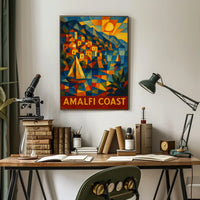 Amalfi Coast Vibrant Mosaic Poster Coastal Wall Art