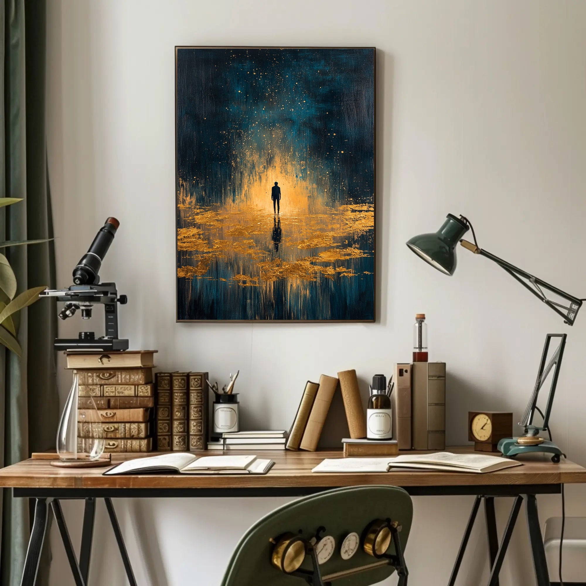 Solitude and Reflection in a Cosmic Abstract or Artistic Poster