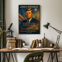 JFK Inspirational Quote Patriotic Vintage Art Poster