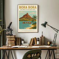 Bora Bora Serene Getaway Vintage Travel Poster PosterGoat