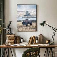 Majestic Bison In Snowfall Poster