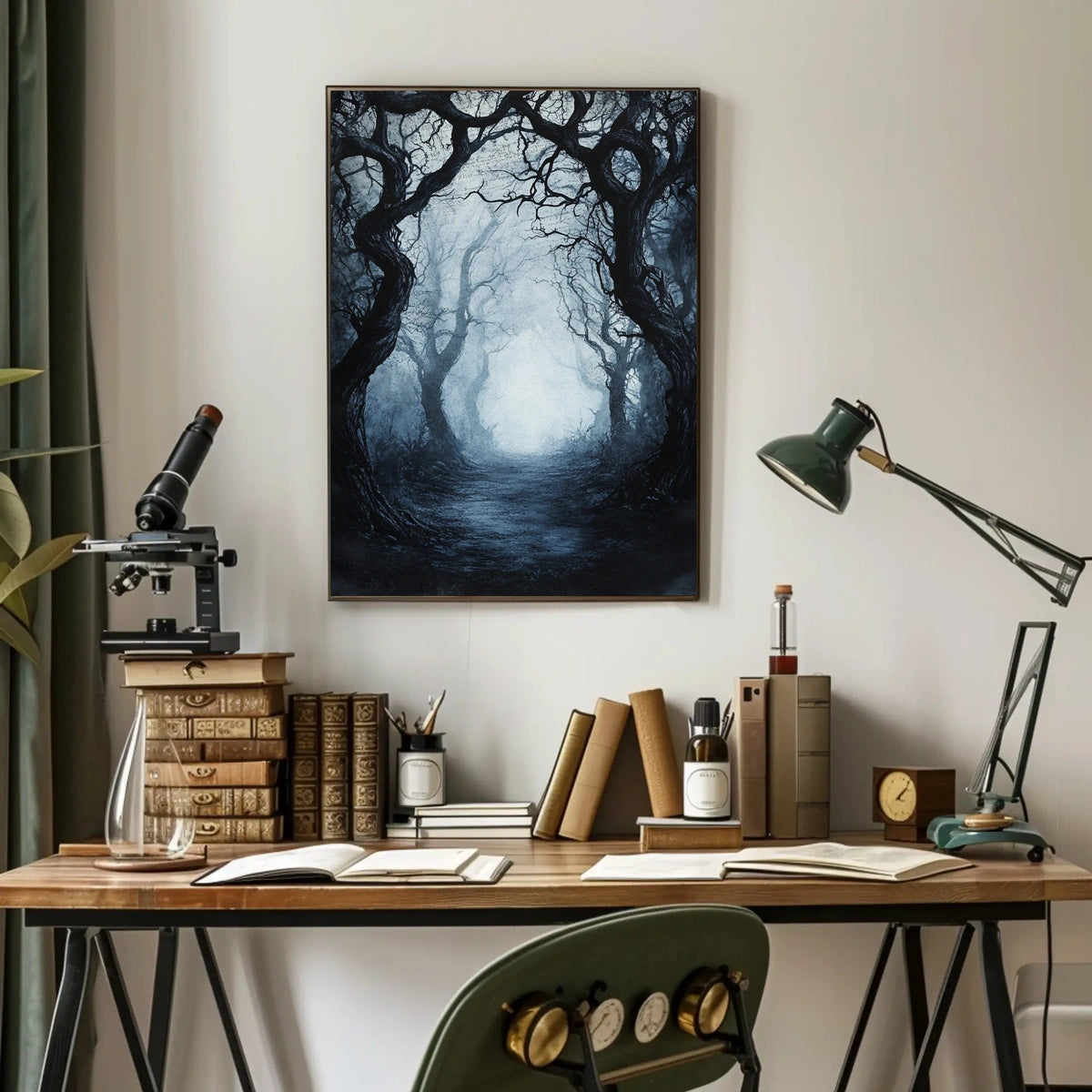 Mysterious and Eerie Forest Scene Artistic Poster