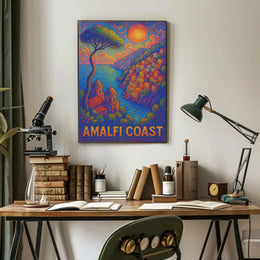 Amalfi Coast Poster Wall Art Coastal Scenic Print For Decor