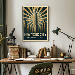 Empire State Building Poster Vintage Travel Wall Art