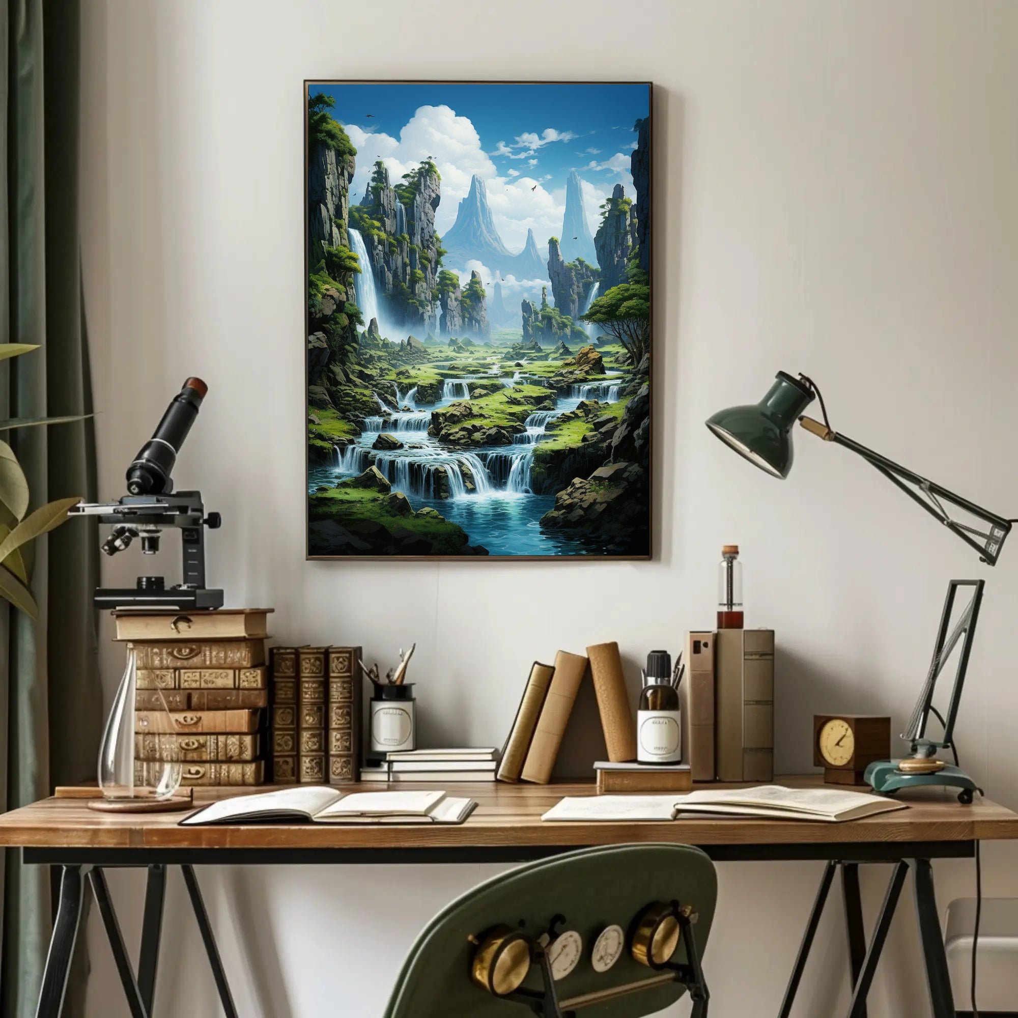 Serene Waterfall Landscape Poster