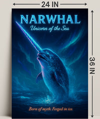 Mystical Narwhal Night Fantasy or Mythology Poster