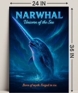 Mystical Narwhal Night Fantasy or Mythology Poster