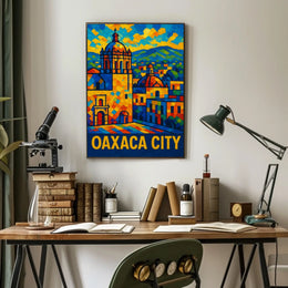Oaxaca City Vibrant Mosaic Poster