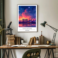 Singapore Skyline Sunset Vista Urban or Cityscape Poster