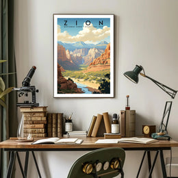 Zion National Park Vintage Travel Poster Print