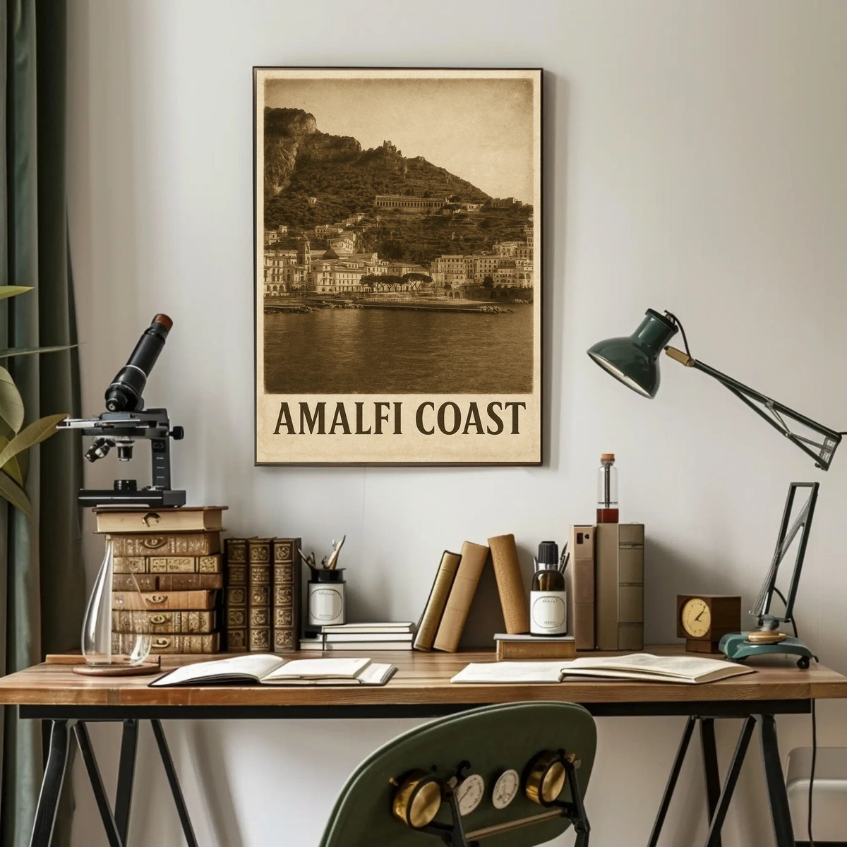 Amalfi Coast Vintage Poster Wall Art for Coastal Decor