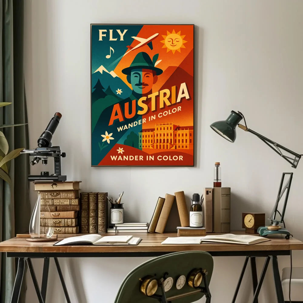 Austria Retro Travel Art with Vibrant Cultural Heritage Poster PosterGoat