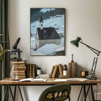 Winter Chapel in the Mountains Poster