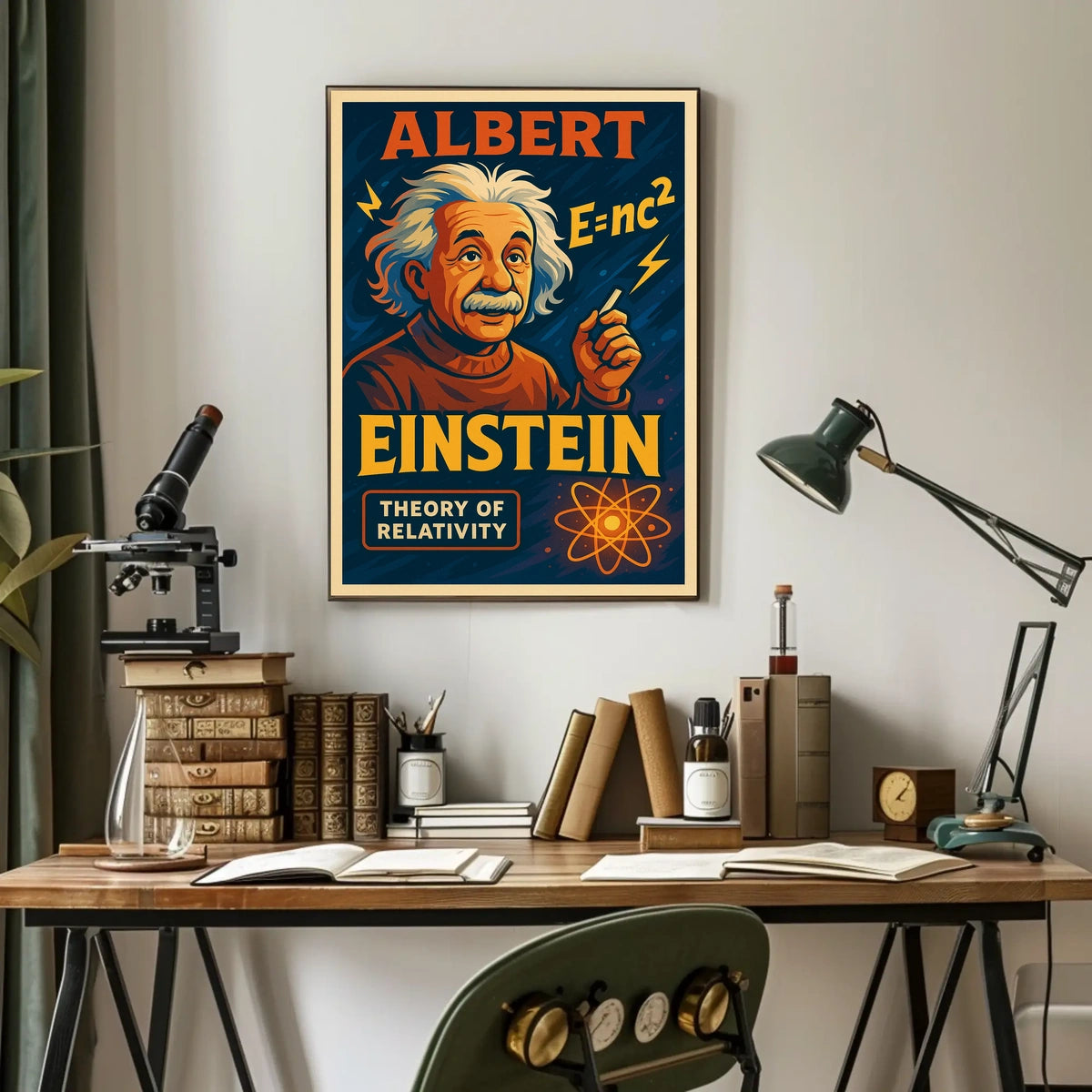 Albert Einstein Relativity Theory Vintage Educational Inspirational Scientific Wall Art Poster