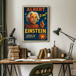 Albert Einstein Relativity Theory Vintage Educational Inspirational Scientific Wall Art Poster