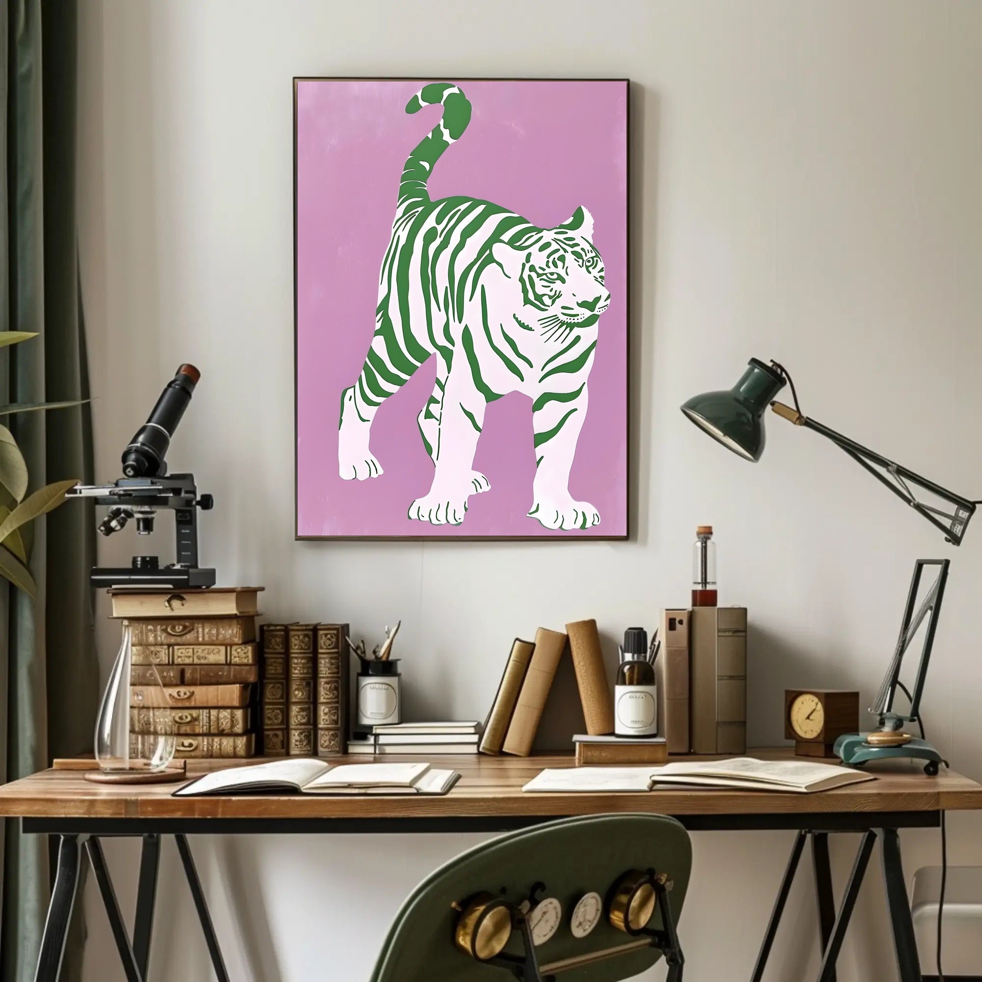 Green Striped Tiger Poster