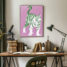 Green Striped Tiger Poster