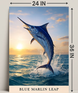 Blue Marlin Leap Poster PosterGoat