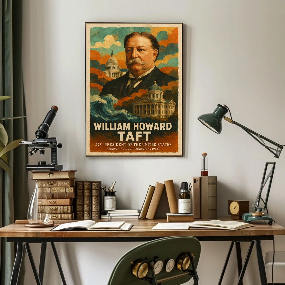 William Howard Taft 27th President of the United States Layered Digital Collage Poster