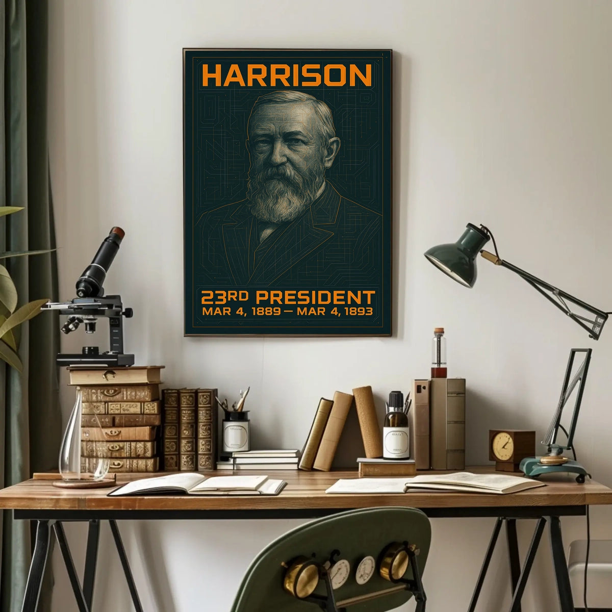 Benjamin Harrison 23rd President of the United States Techno Schematic Poster
