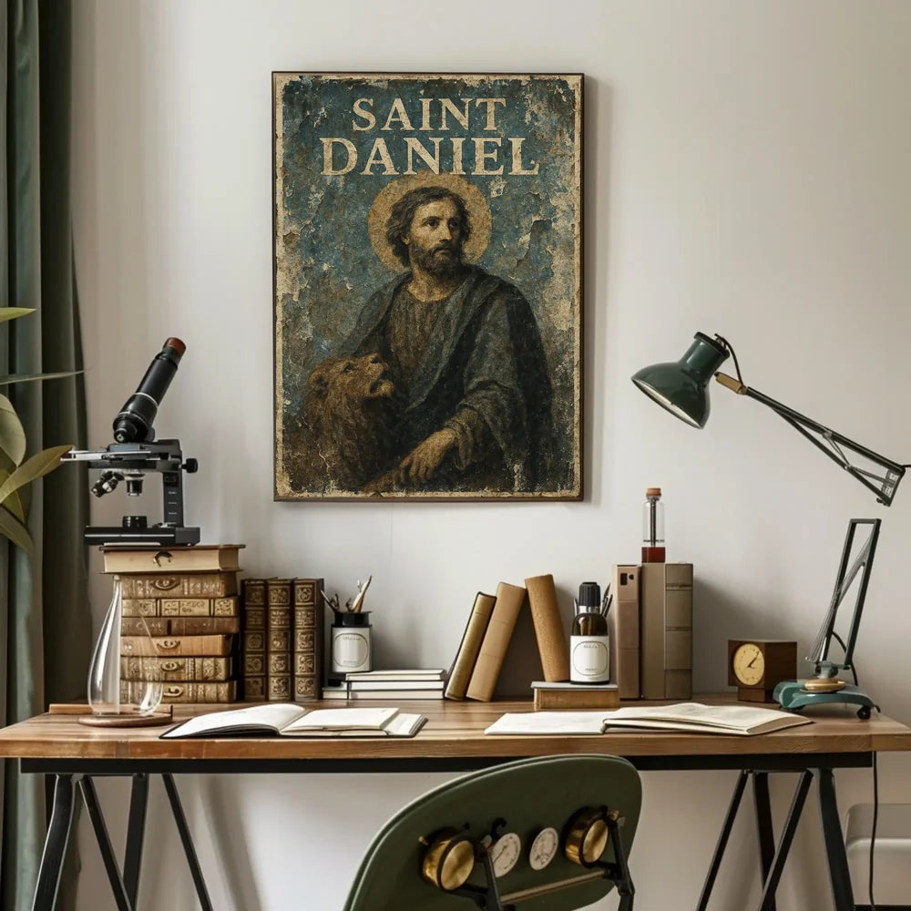 Vintage Saint Daniel Religious Art Poster