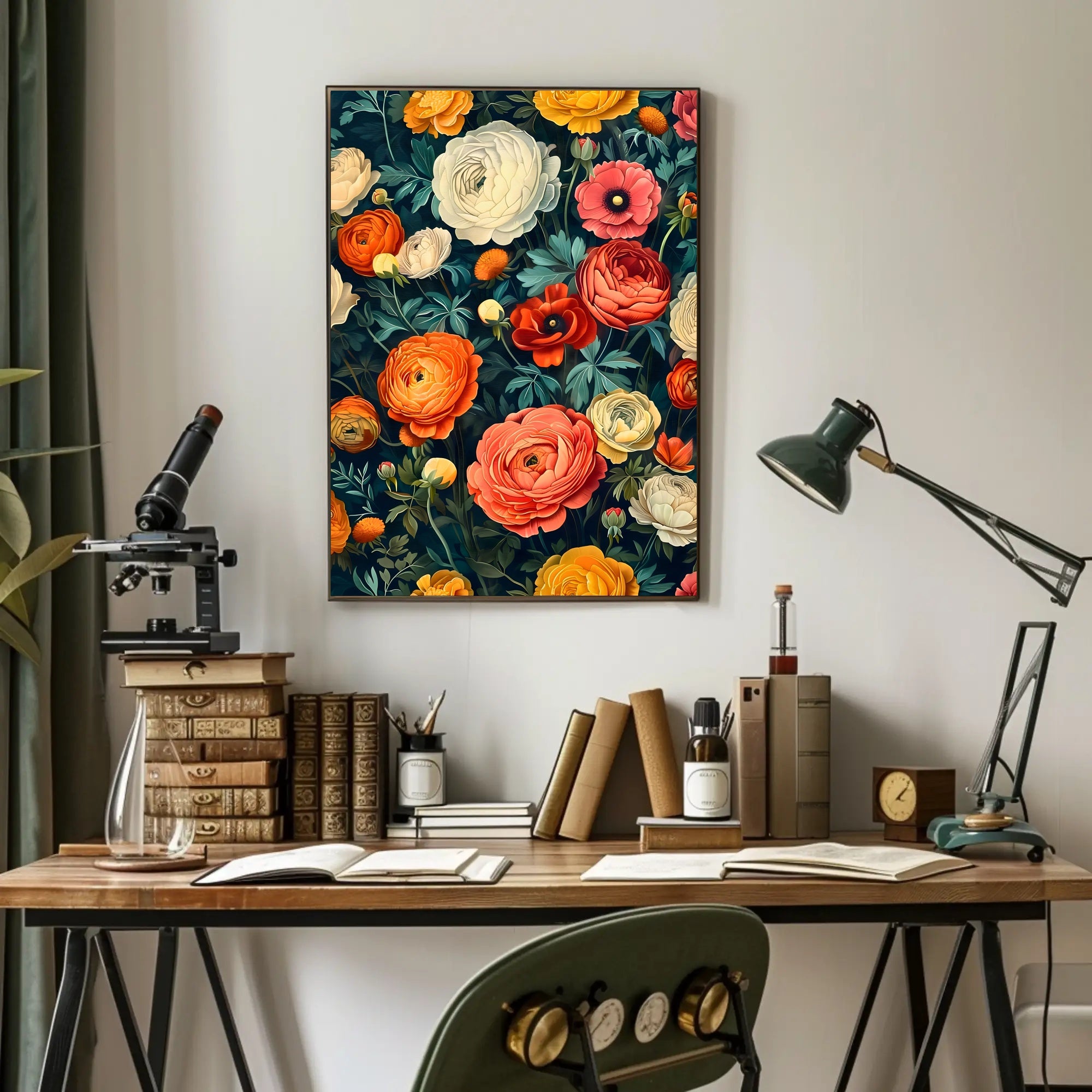 Floral Harmony in Modern Vintage Artistic Poster