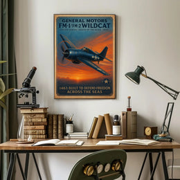 Wildcat FM1 FM2 Aviation Poster Vintage Plane Print