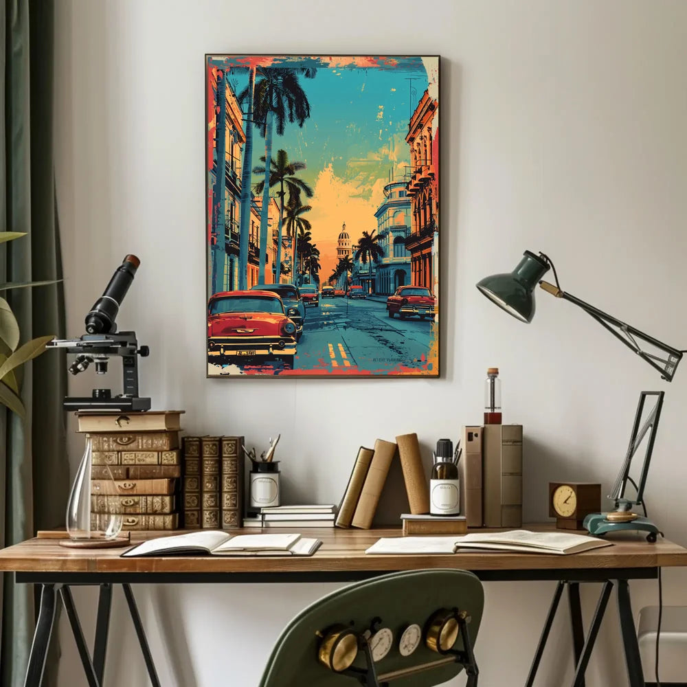 Havana Retro Street Scene Pop Art Poster