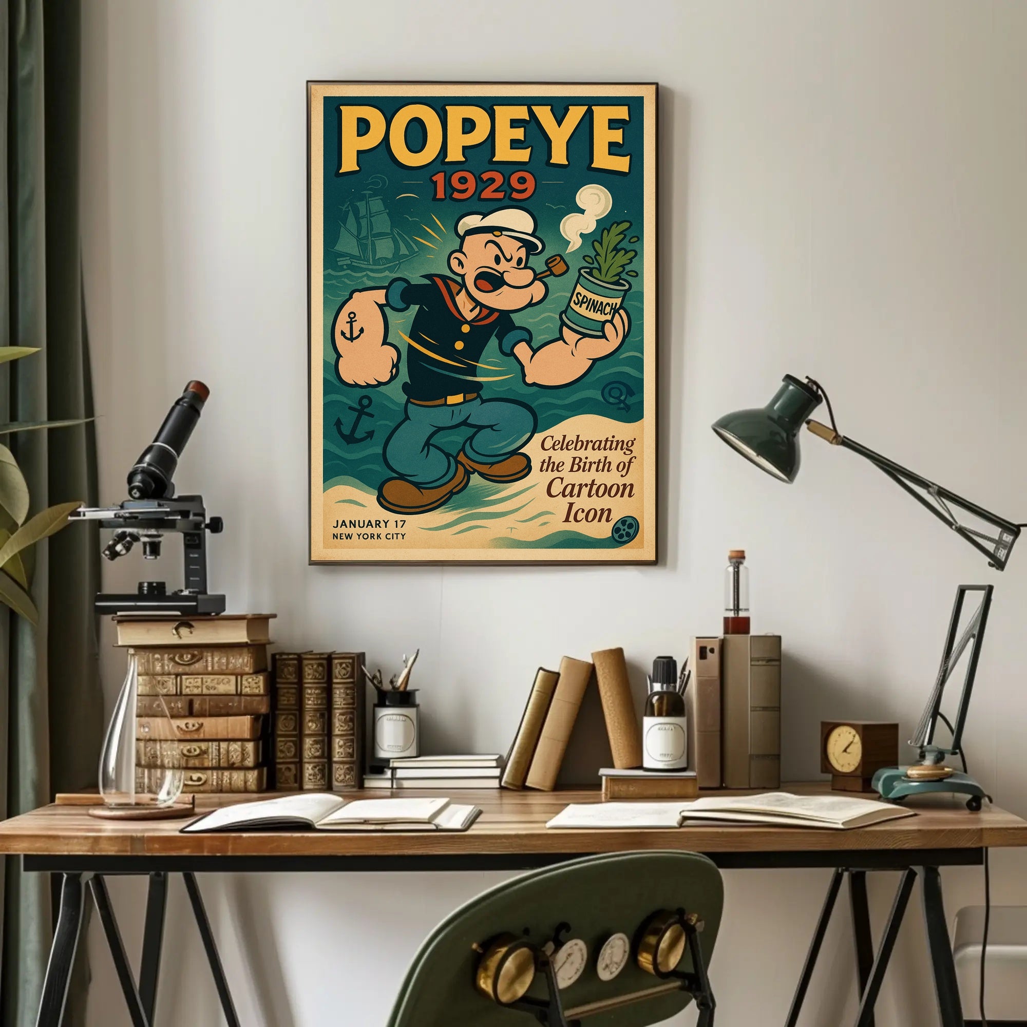 Classic Popeye Nostalgia with Vintage Nautical Theme Pop Culture Poster
