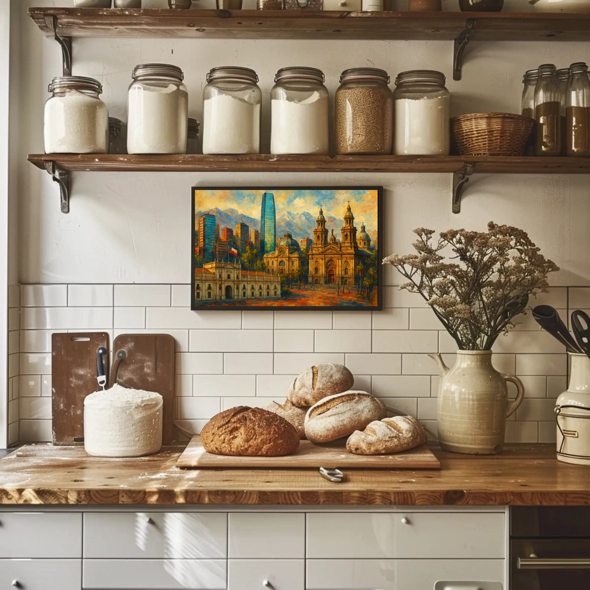 Vibrant Cityscape of Santiago Poster
