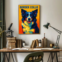 Vibrant Border Collie Portrait Poster