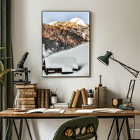 Winter Serenity Cabin in Snowy Alps National Park Poster
