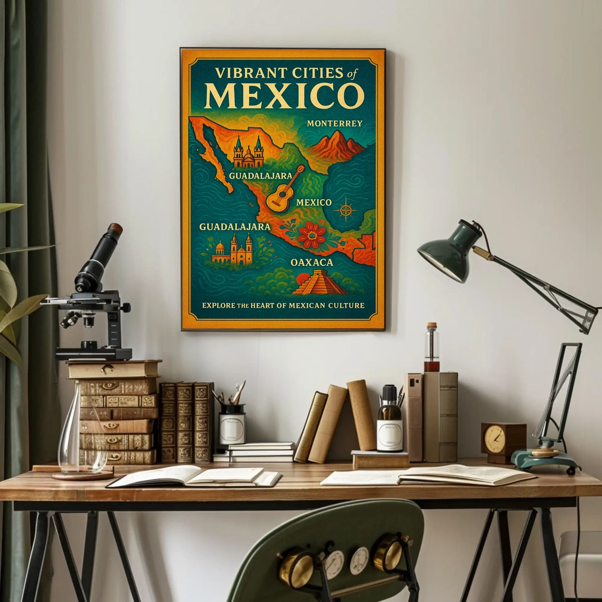 Vibrant Cities of Mexico Poster
