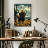 Majestic Yellowstone: Bison and Wildflowers Poster