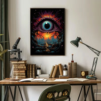 Surreal Eye Fantasy Poster: Mystical Landscape Art