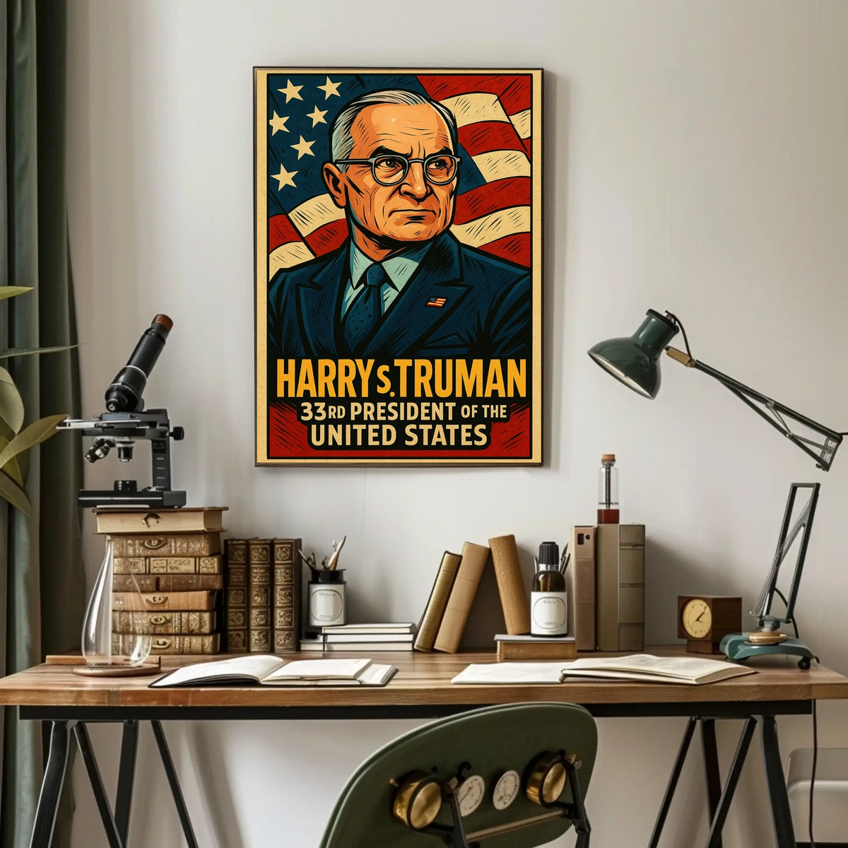 Harry S Truman 33rd President Poster Wall Art Vintage