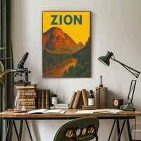 Zion National Park Vintage Travel Poster Print