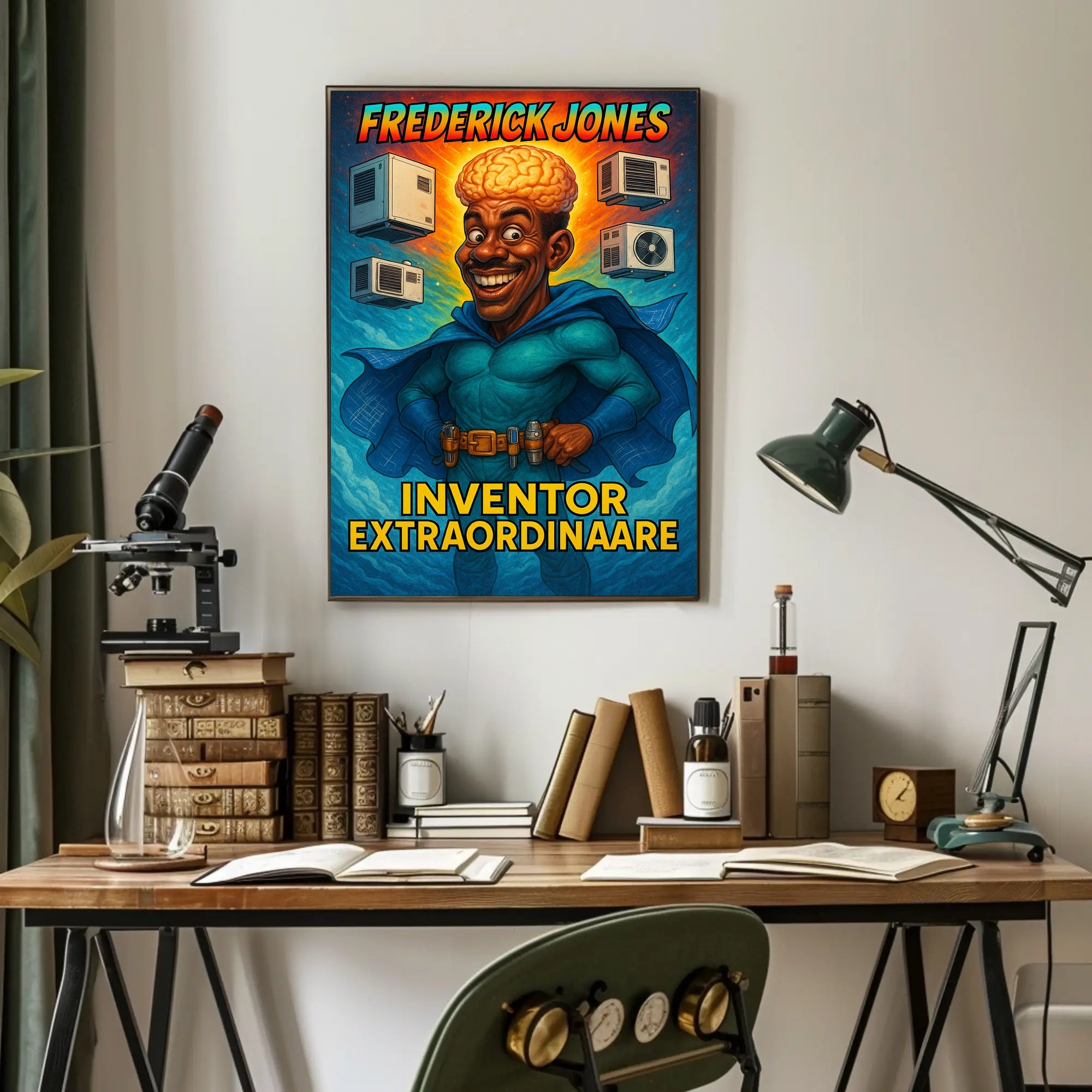 Frederick Jones Superhero Inventor Educational or Infographic Poster PosterGoat