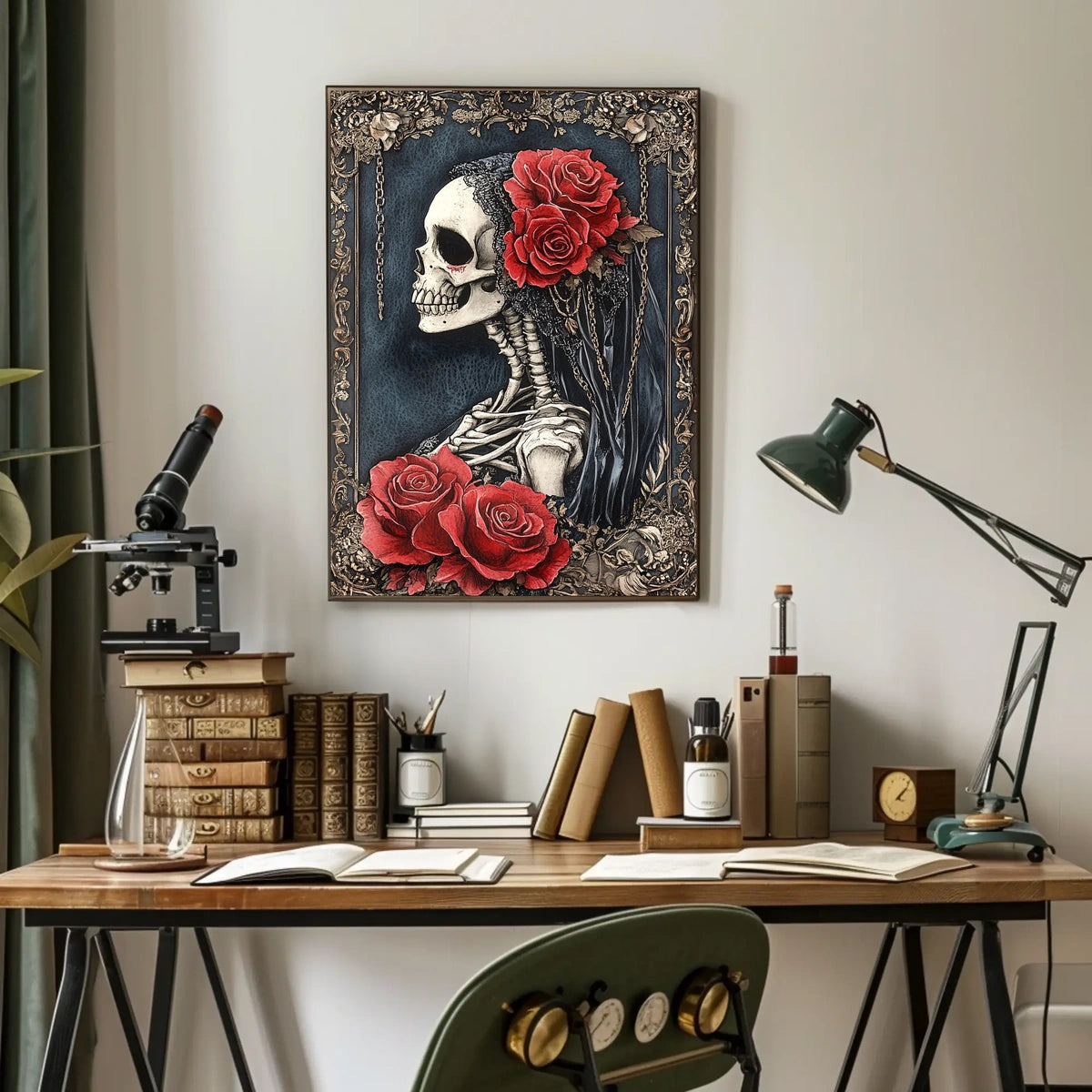 Skeleton with Roses Day of the Dead Heritage Poster