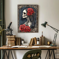 Skeleton with Roses Day of the Dead Heritage Poster