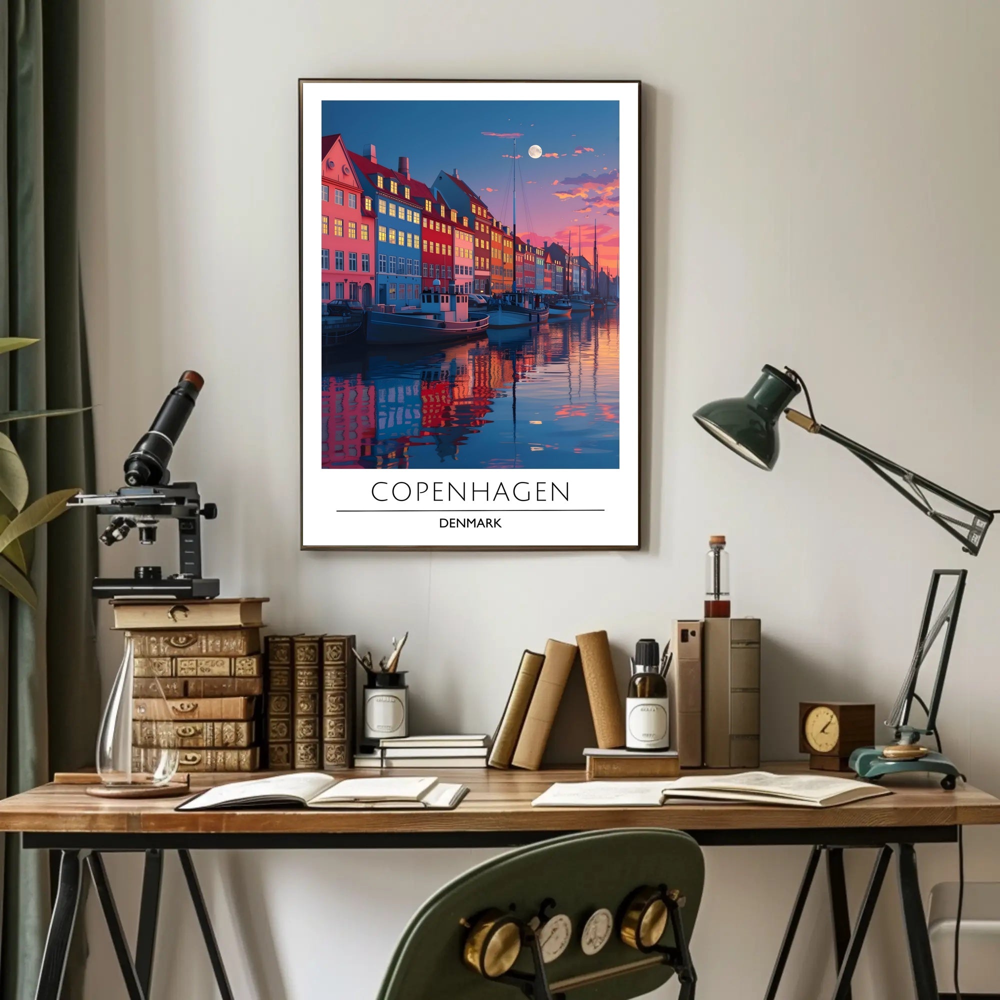 Copenhagen Nyhavn Twilight Scene Urban or Cityscape Poster