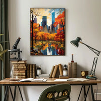 Autumn Tranquility: Scenic Pathway Artful Landscape Poster